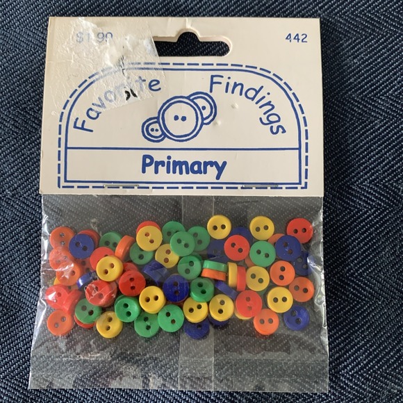 Accessories - Favorite Findings Multi-Color Primary Colors Miniature Round Flat Buttons 75ct